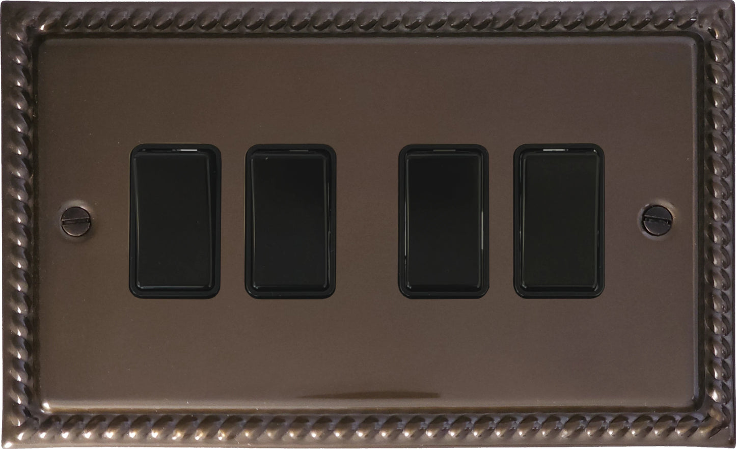 Georgian Medium Bronze 4 Gang Switch