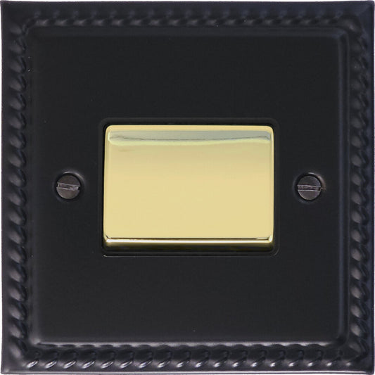 Georgian Flat Black Fan Isolator (Brass Switch)