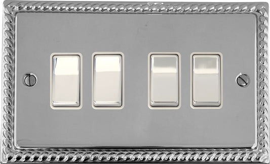 Georgian Polished Chrome 4 Gang Switch