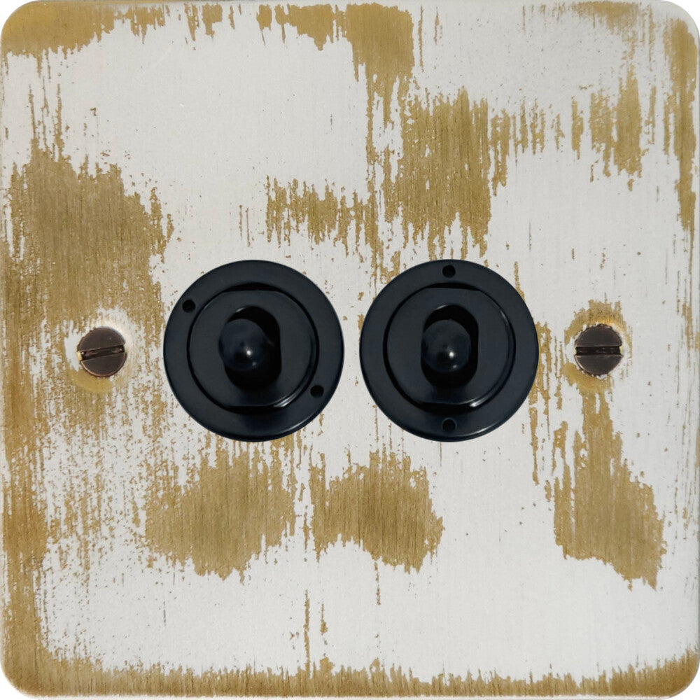 Flat Dover Bronze 2 Gang Toggle (Antique Brass Toggle)
