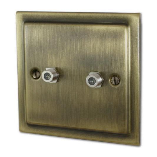 Victorian Antique Brass 2 Gang Satellite Point