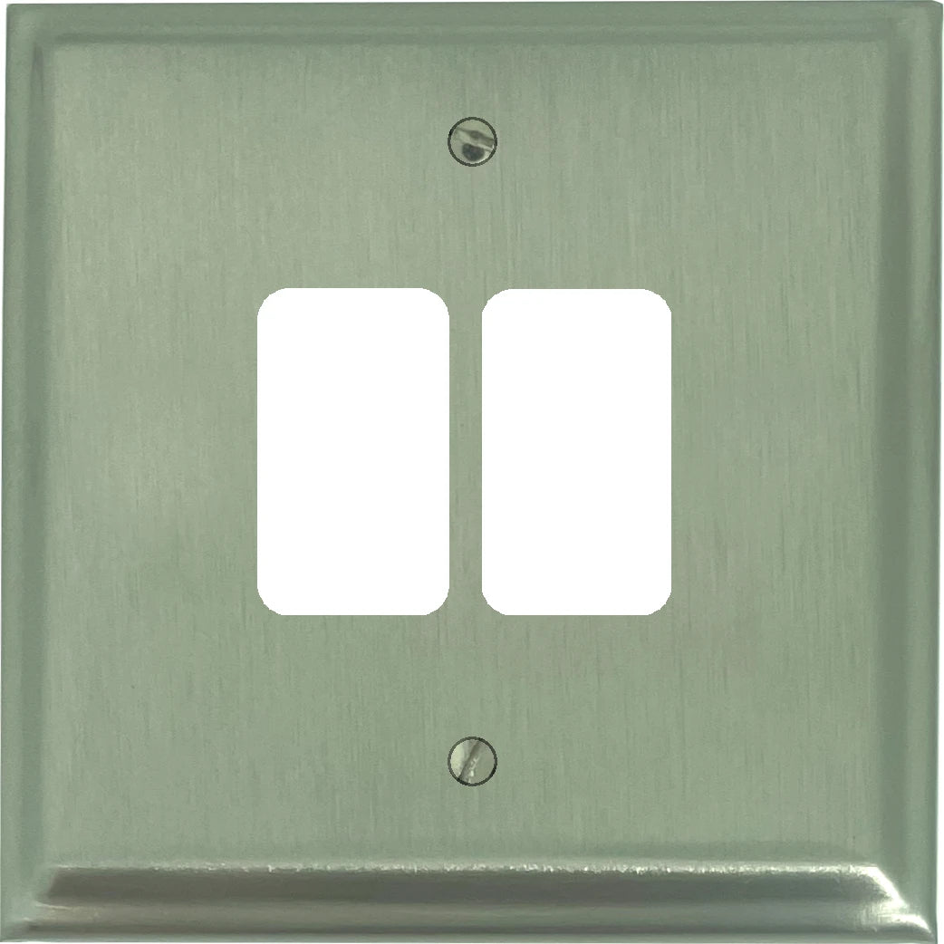 Deco Satin Nickel 2 Gang Grid Plate