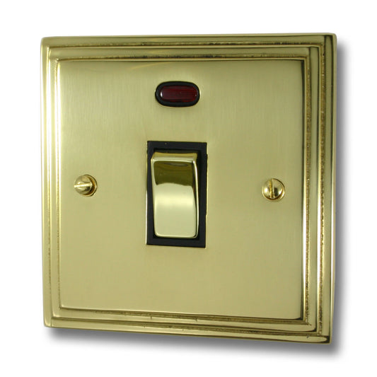Victorian Polished Brass 20 Amp Dp Switch & Neon