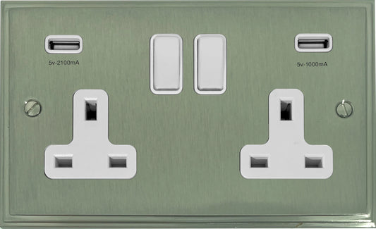 Victorian Satin Nickel 2 Gang Usb Socket