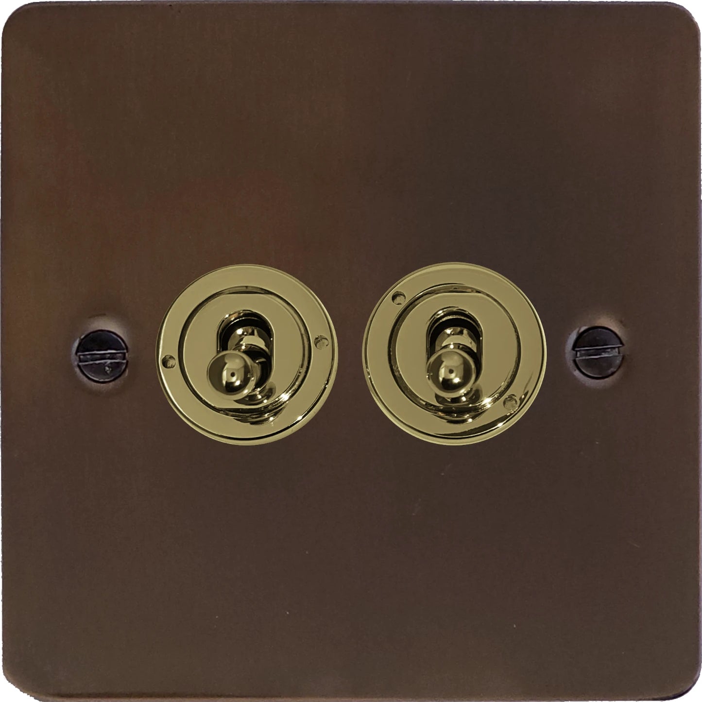 Flat Medium Bronze 2 Gang 2 Way Toggle