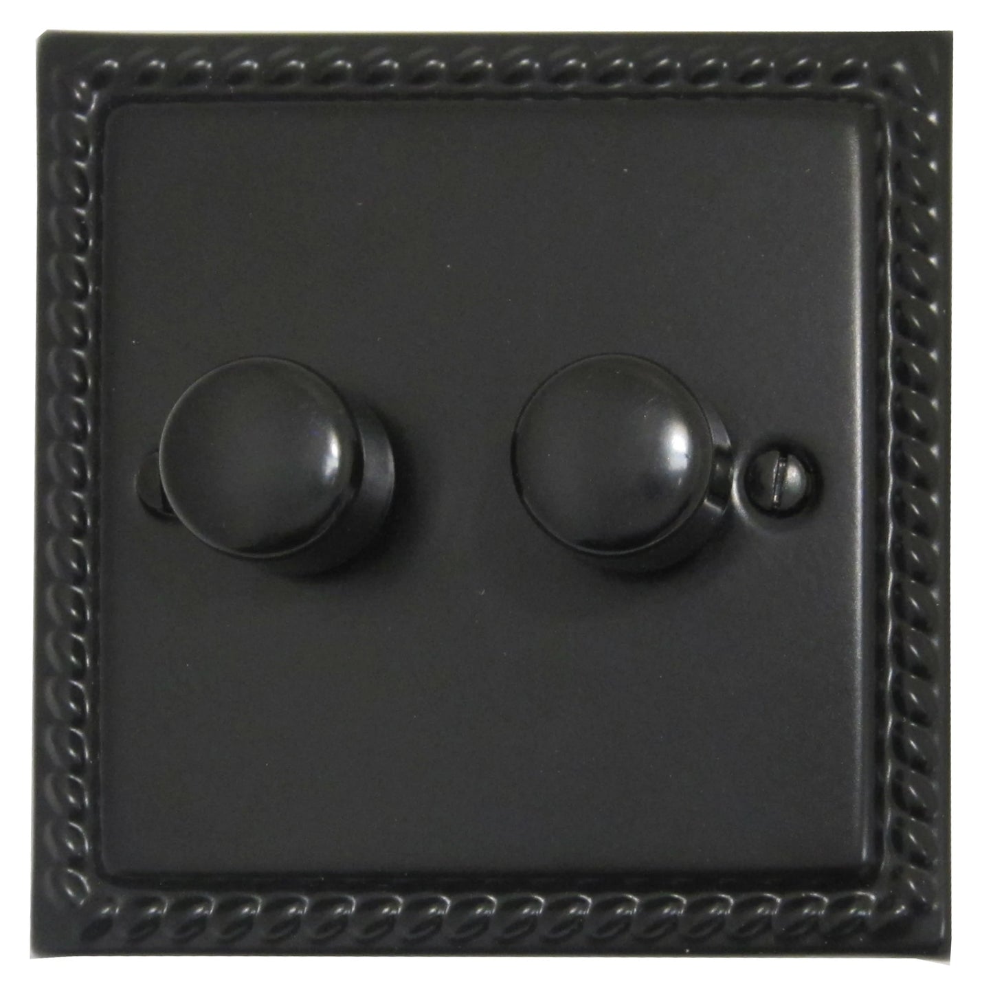 Georgian Flat Black 2 Gang Dimmer LED