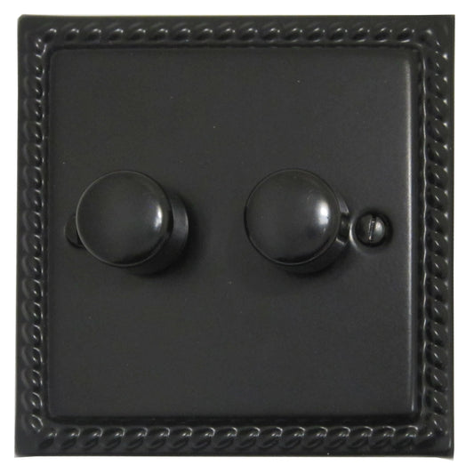 Georgian Flat Black 2 Gang Dimmer LED