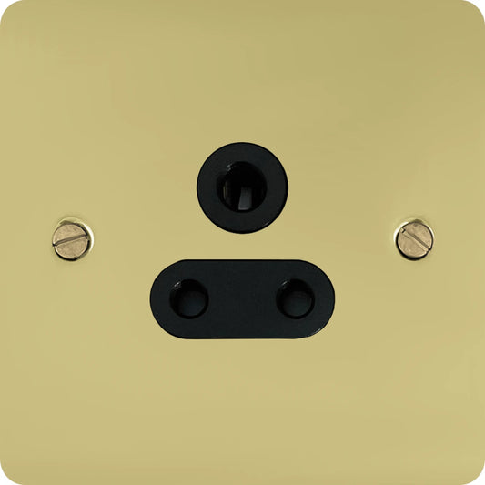Flat Polished Brass 5 Amp Socket