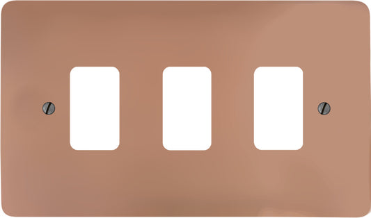 Flat Bright Copper 3 Gang Grid Plate