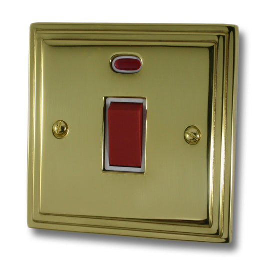 Victorian Polished Brass 45 Amp Dp Switch & Neon