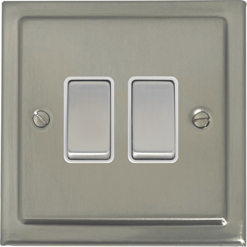 Victorian Satin Nickel 2 Gang Switch