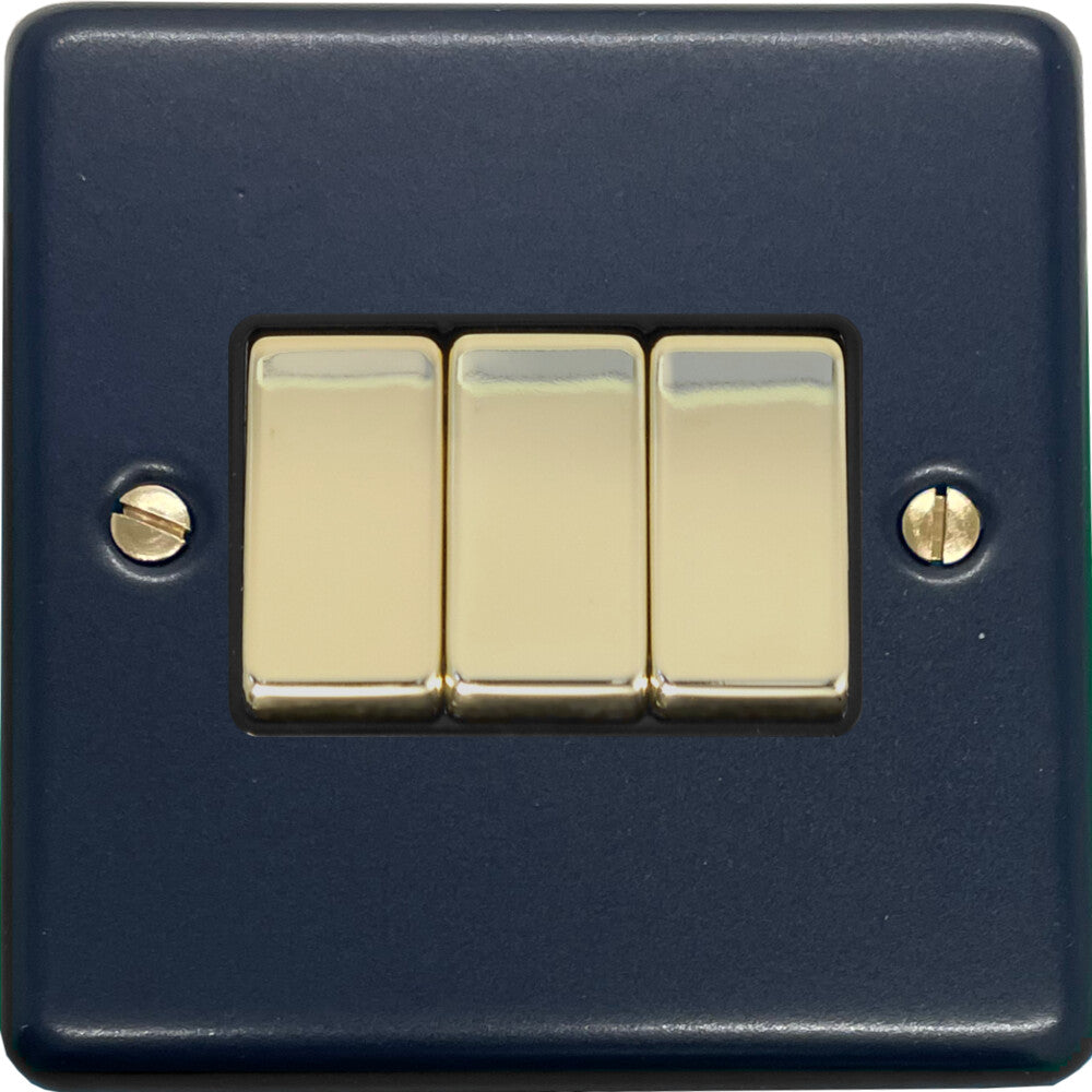 Contour Blue 3 Gang 2 Way Switch