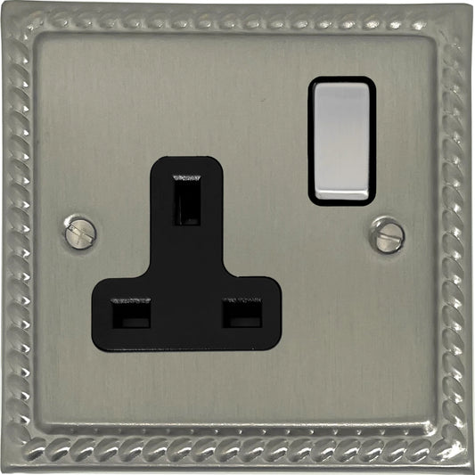 Georgian Satin Nickel 1 Gang Socket