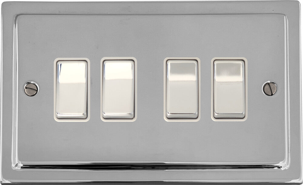 Victorian Polished Chrome 4 Gang 2 Way