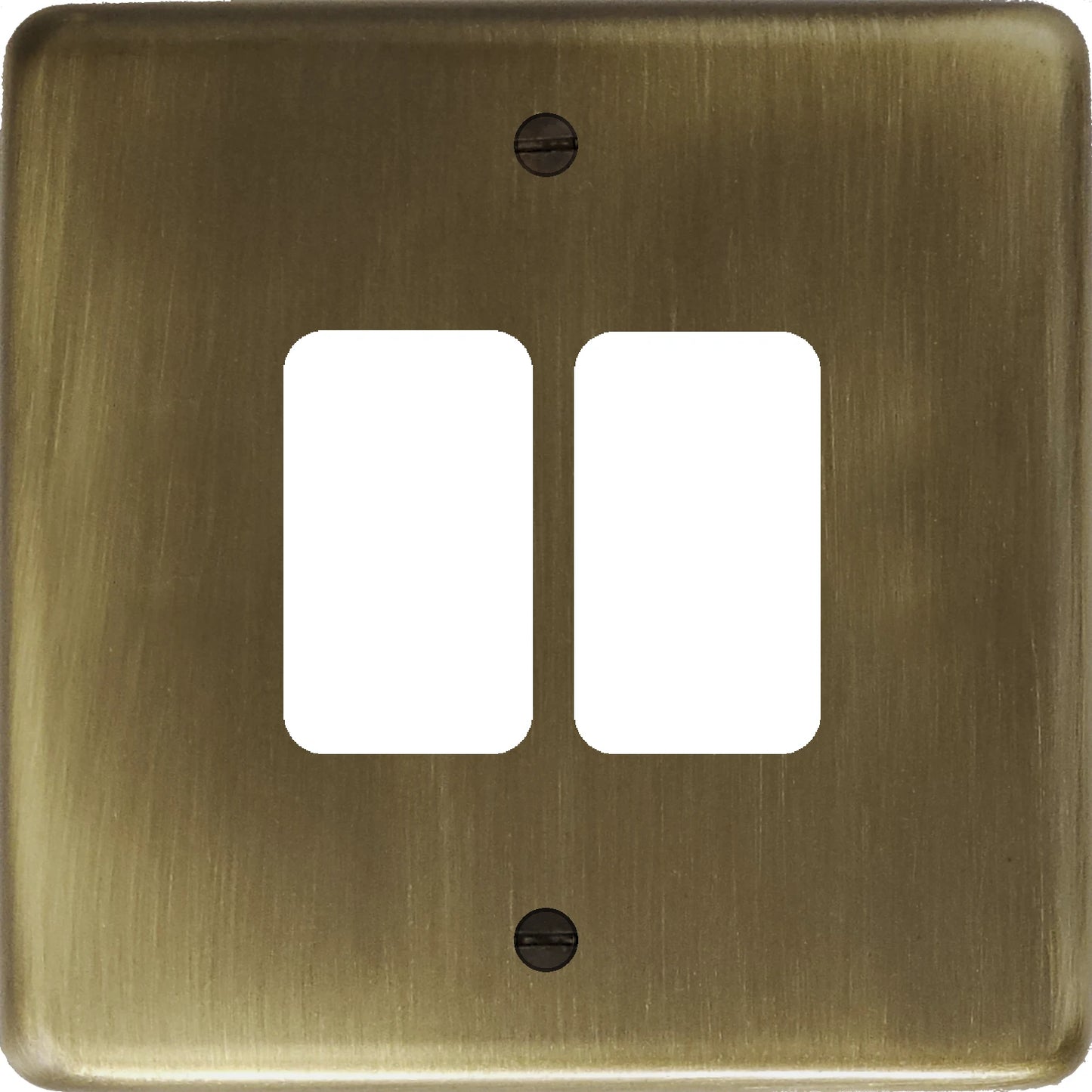 Contour Antique Brass 2 Gang Grid Plate