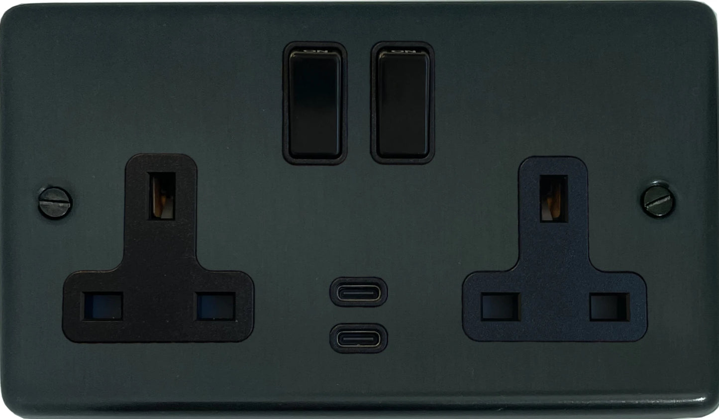 Contour  Black Bronze  2 Gang Socket with USBC