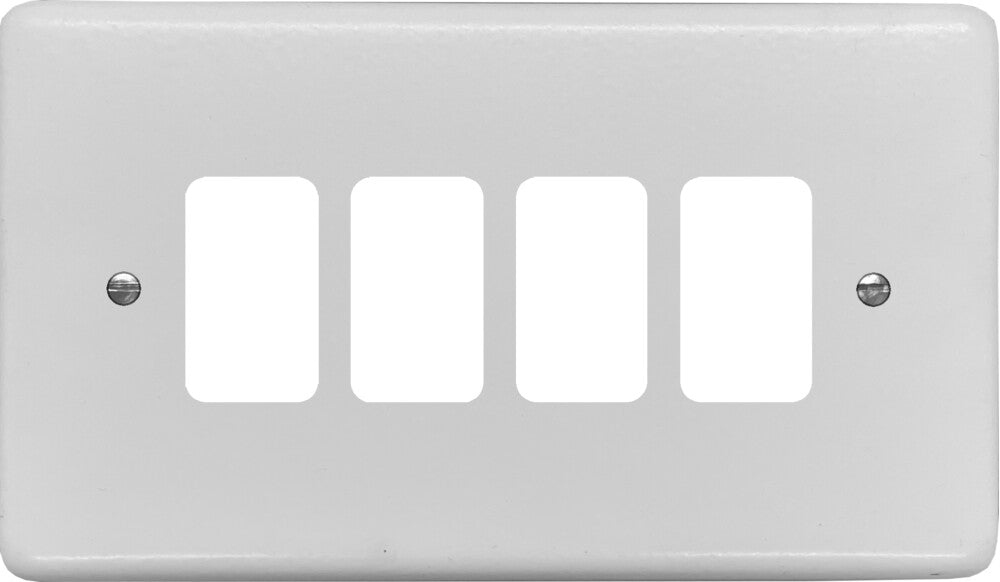 Contour Flat White 4 Gang Grid Plate