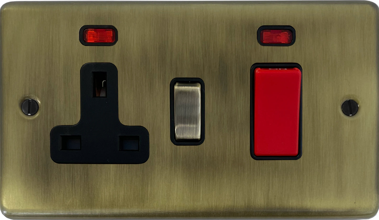 Contour Light Antique Brass 45 Amp Switch & 13 A Socket
