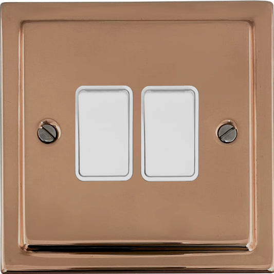 Victorian Polished Copper 2 Gang Switch