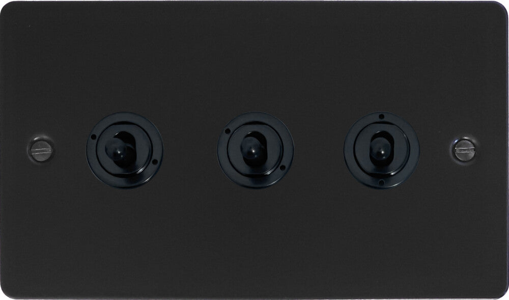Flat Black 3 Gang Toggle Switch (Flat Black Toggle)