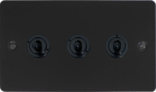 Flat Black 3 Gang Toggle Switch (Flat Black Toggle)