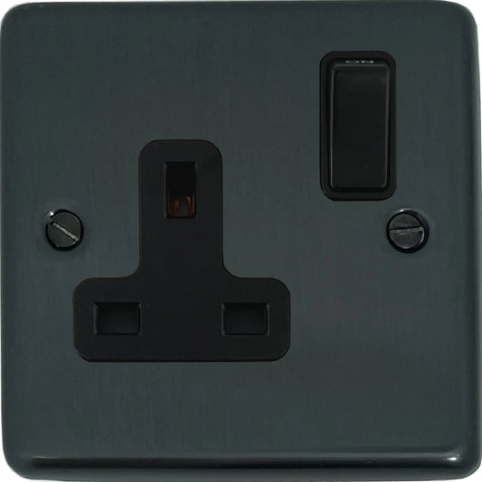 Contour Black Bronze 1 Gang Switched Socket
