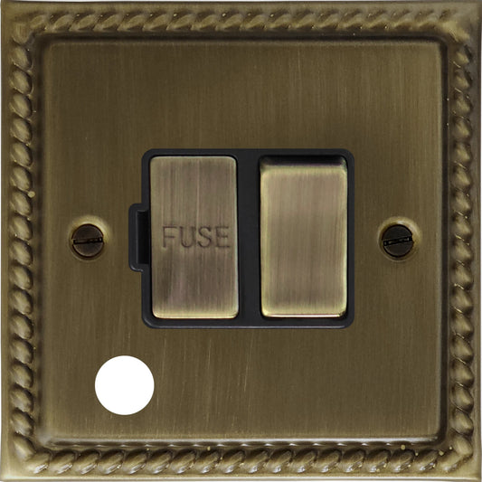 Georgian Antique Brass Switch Fused Spur with Flex Outlet (Brass Switch)