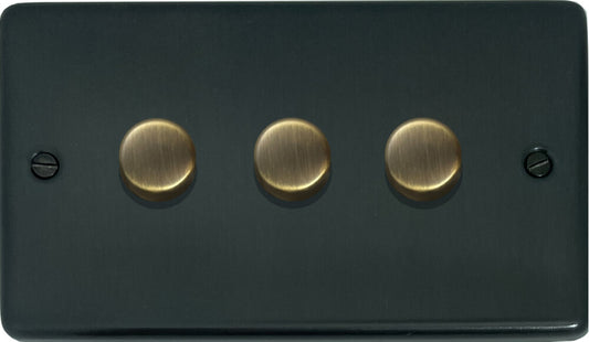 Contour Black Bronze 3 Gang LED Dimmer  (Antique Brass Cap)