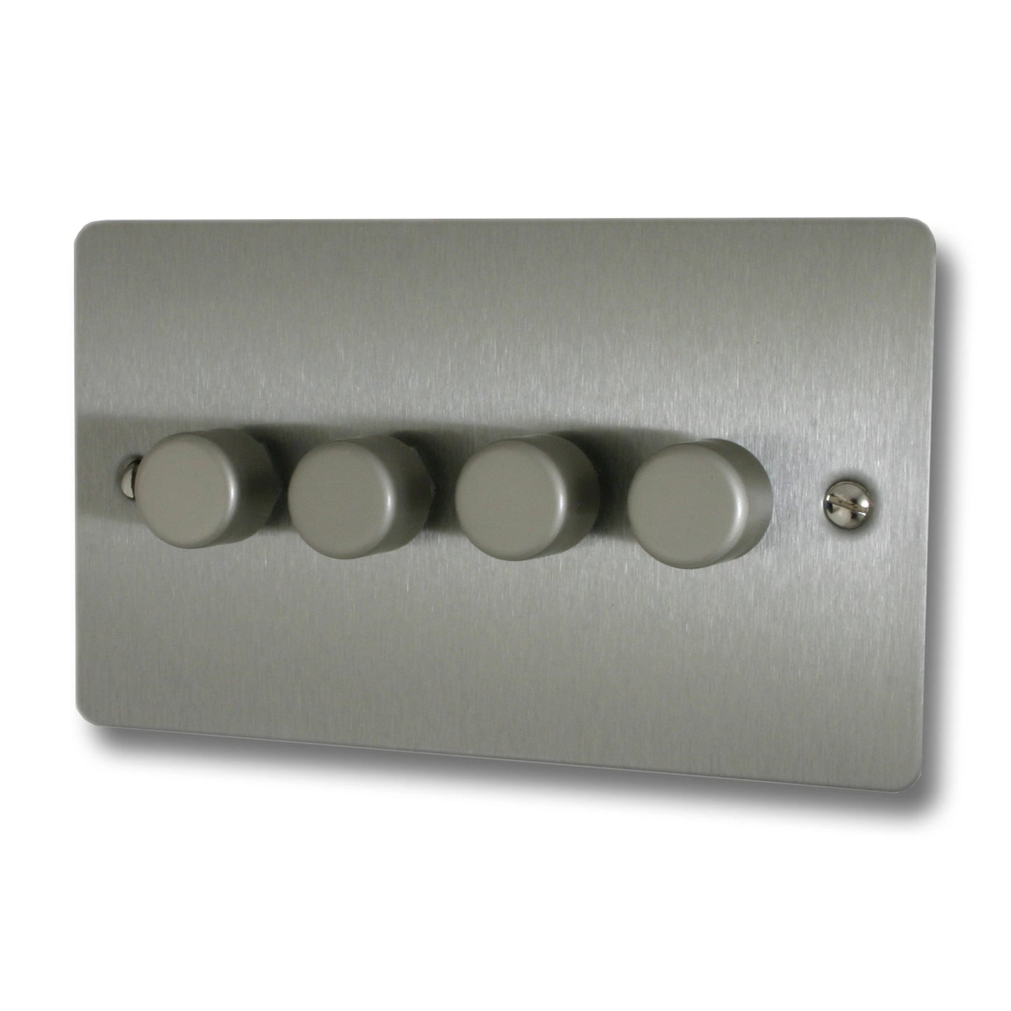 Flat Brushed Steel 4 Gang LED Dimmer