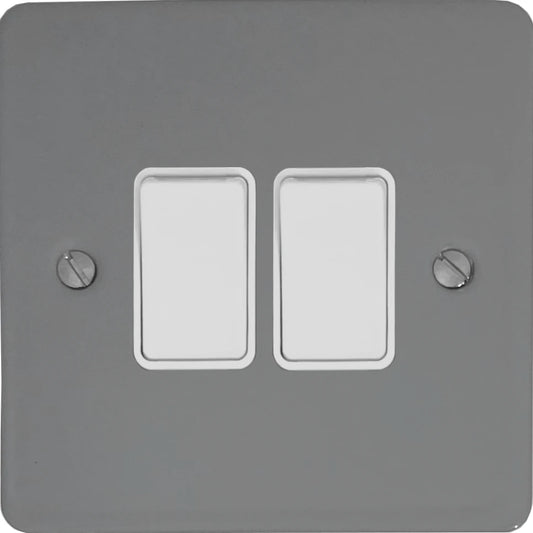 Flat Light Grey 2 Gang 2 Way Switch