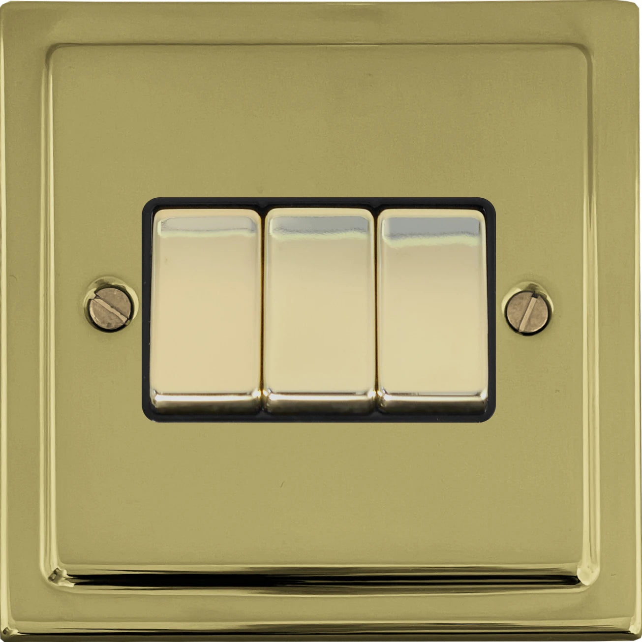 Victorian Polished Brass 3 Gang 2 Way Switch