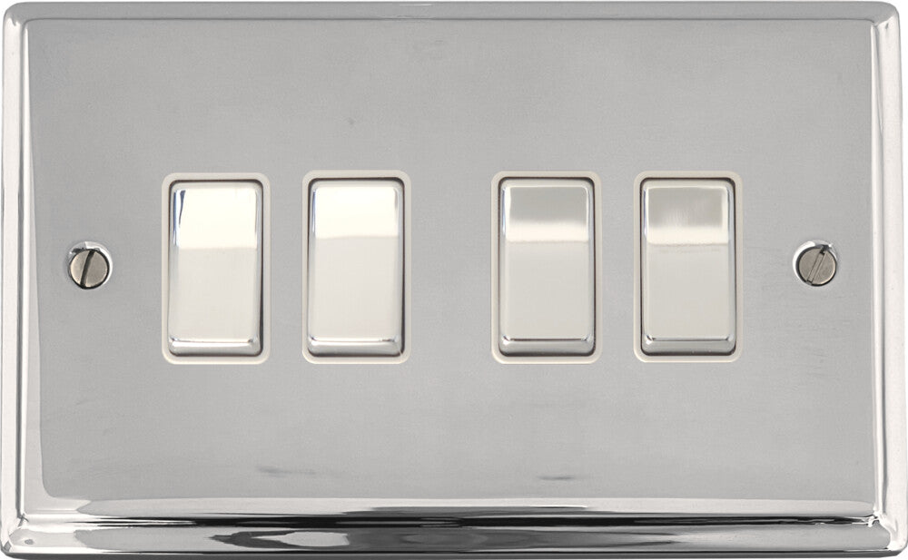 Deco Polished Chrome 4 Gang 2 Way Switch