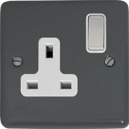 Contour Dark Grey 1 Gang Switched Socket
