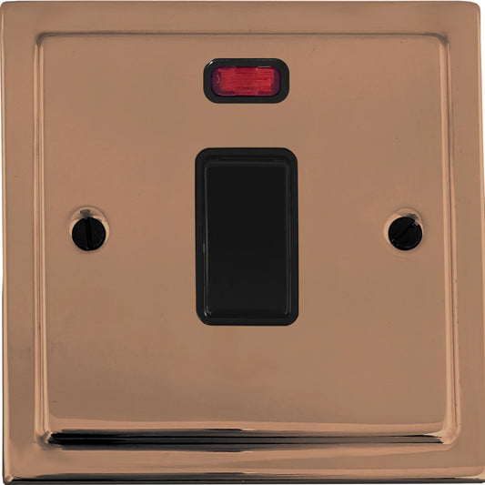 Victorian Polished Copper 20 Amp Dp Switch & Neon