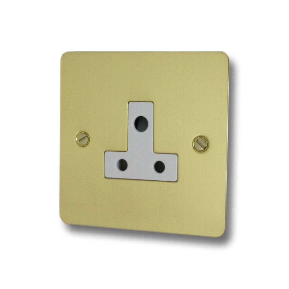 Flat Polished Brass 5 Amp Socket
