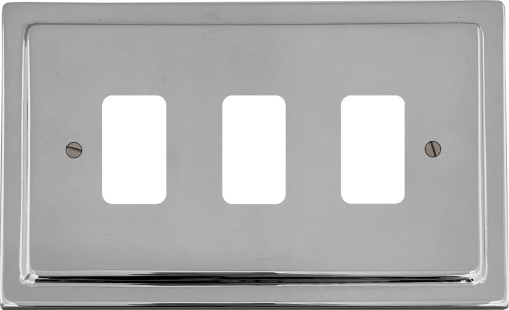 Victorian Polished Chrome 3 Gang Grid Grid Plate