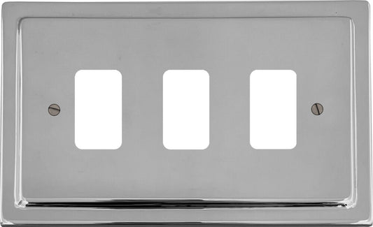 Victorian Polished Chrome 3 Gang Grid Grid Plate