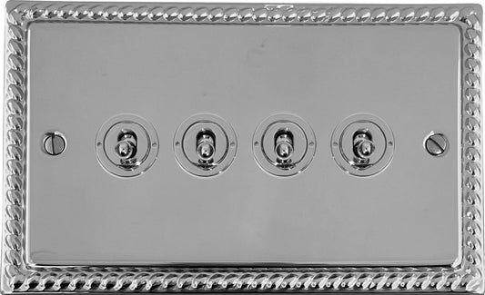 Monarch Polished Chrome 4 Gang Toggle Switch (Polished Chrome Toggle)