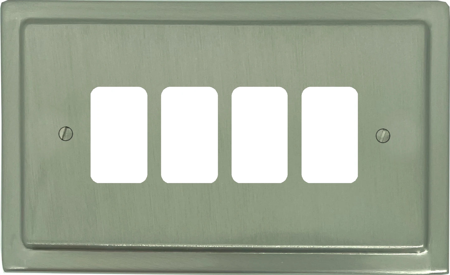 Victorian Satin Nickel 4 Gang Grid Plate