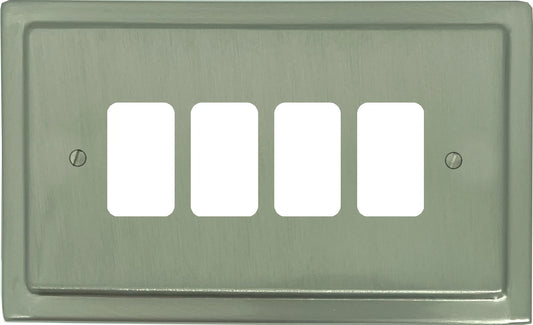 Victorian Satin Nickel 4 Gang Grid Plate