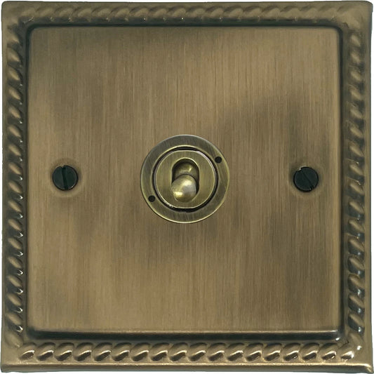 Georgian Light Antique Brass 1 Gang Toggle Switch