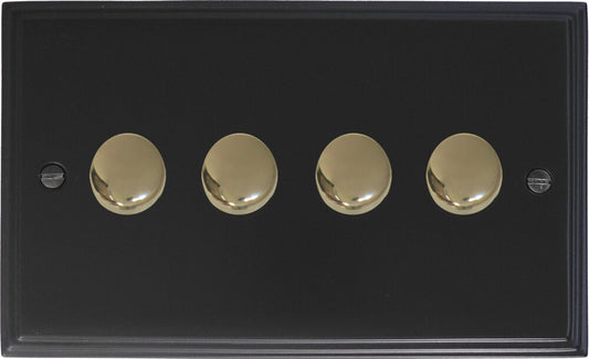 Victorian Flat Black 4 Gang LED Dimmer