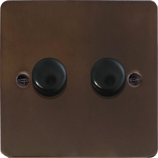 Flat Medium Bronze 2 Gang LED Dimmer