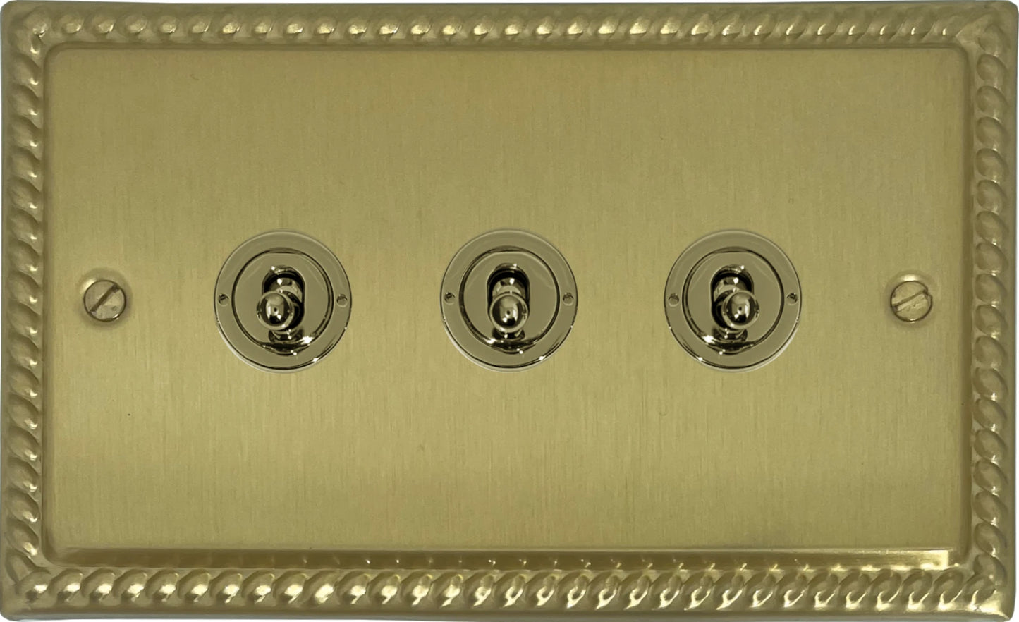 Georgian Satin Brass 3 Gang Toggle