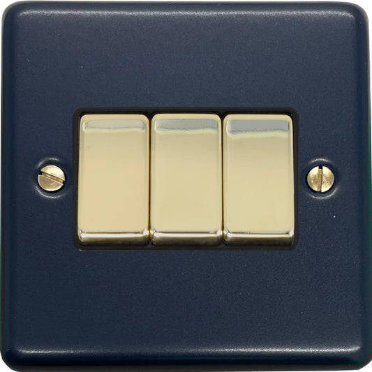 Contour Blue 3 Gang 2 Way Switch