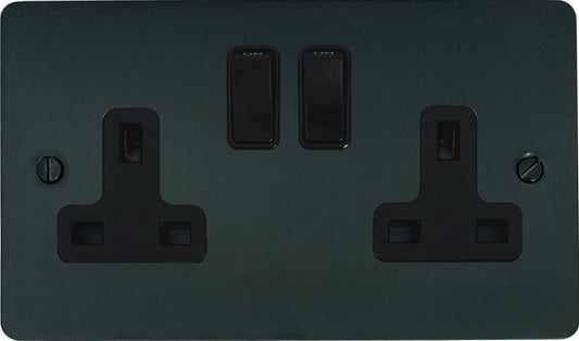 Flat  Black Bronze  2 Gang Socket