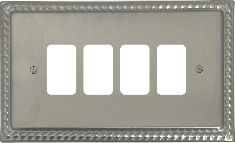 Georgian Satin Nickel 4 Gang Grid Plate