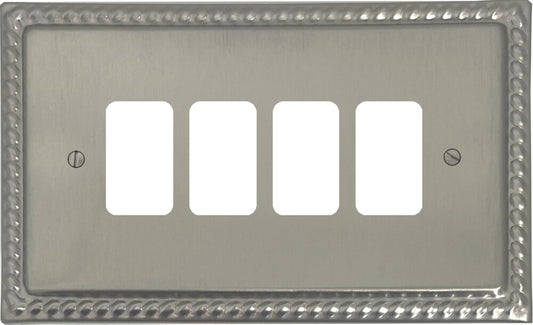 Georgian Satin Nickel 4 Gang Grid Plate