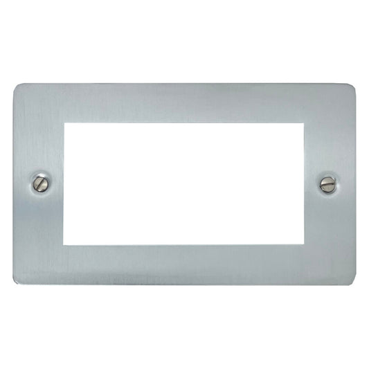 Flat Satin Chrome 2 Gang 4 Mod Euro