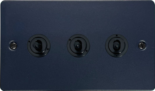 Flat Blue 3 Gang Toggle (Flat Black Toggle)